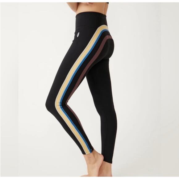 FP Movement Pants - FP MOVEMENT NWOT Run Racer Rainbow Striped Black Leggings Size Large High Rise